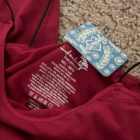 Free People Red Fitted Crop Camisole Top Set of 2, NWT - Picture 2 of 4